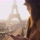 Beautiful Young Brunette Businesswoman Using Smartphone Shopping App at Epic Sunny Paris Eiffel - VideoHive Item for Sale