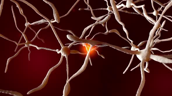 Electric impulse running through a neural network of brain cells alt