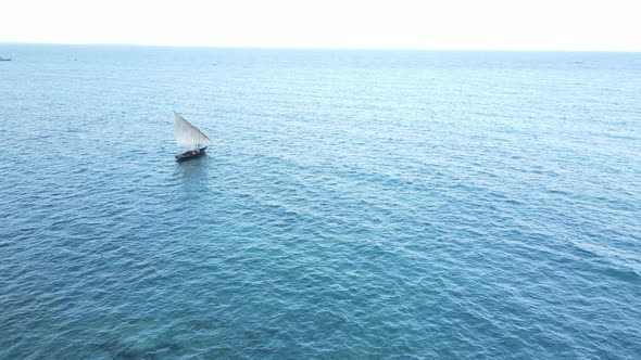 Boats in the Ocean Near the Coast of Zanzibar Tanzania Slow Motion alt