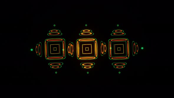 Orange Neon Pulsation of Abstract Shapes on a Black Background alt