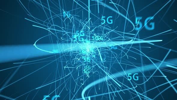 5G Connection with blue telecommunication lines