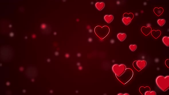 Red Hearts motion on the side background.