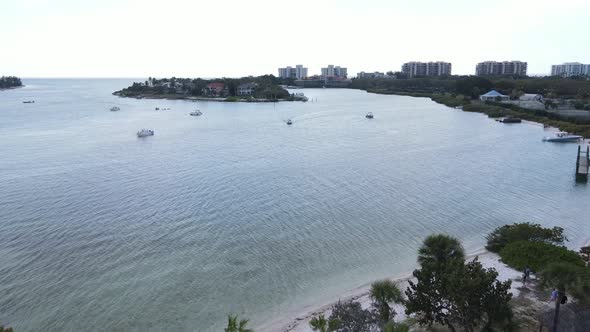 picturesque shallows and boating in New Pass channel in Sarasota, Florida alt