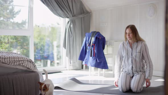 Beautiful Woman Exercising in Morning alt