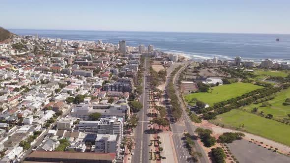 Empty streets of Cape Town, South Africa during lockdown, aerial