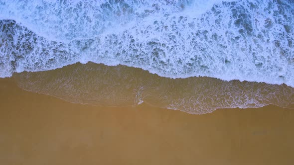 Aerial view top view video beautiful closeup shot beach and seawater on wave alt