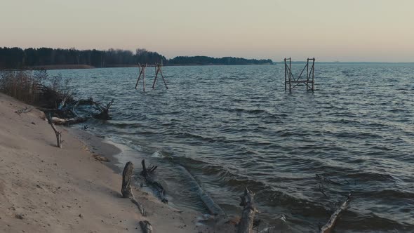 Mistique Ritual Constructions in Water at Sunset