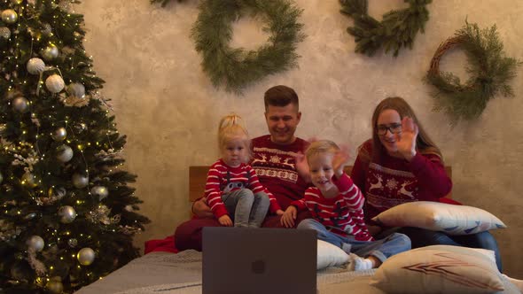 Happy Family Having Video Call on Christmas Day