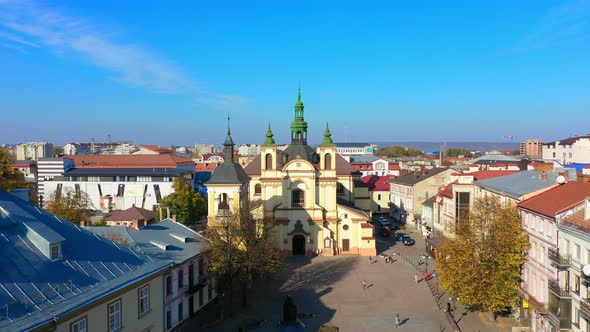 Drone Video - Aerial View of Ivano-Frankivsk City Historical Center alt