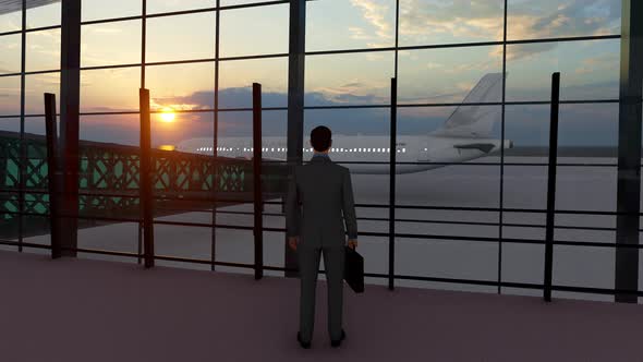Businessman Waiting In An Airport 