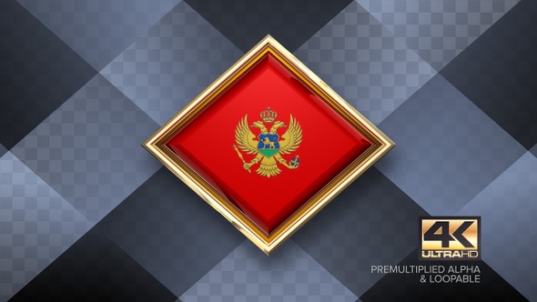 Montenegro Flag Rotating Badge 4K Looping with Transparent Background