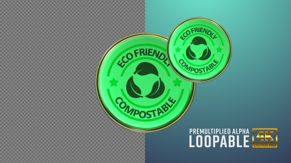Eco Compostable Badge Looping with Alpha Channel alt