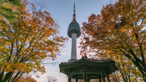 Seoul Tower in Autumn in Seoul South Korea
