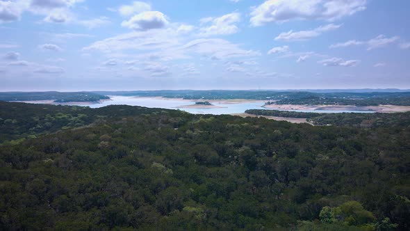 Drone footage of Medina Lake in the beautiful Texas Hill Country northwest of San Antonio. A highway alt