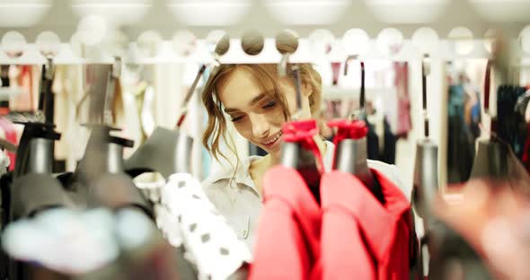 Woman Searching Dress Closeup