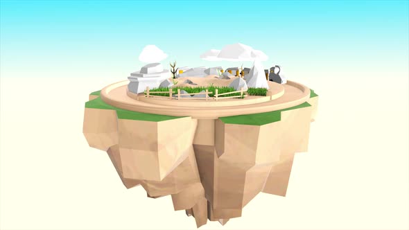 Floating Island - Cartoon Train 4k Loop alt