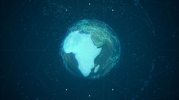 Africa Continent on the Rotating Blue Earth 4K