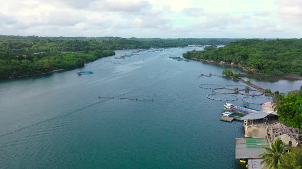 Aerial View of Fish Ponds for Bangus, Milkfish. alt