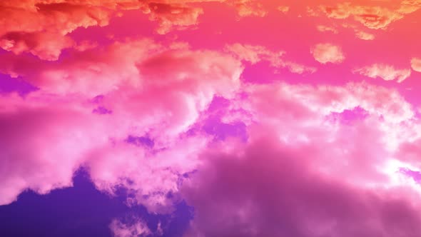 Time Lapse Vivid Light Cloudy Pink and Blue Sky with Fluffy Clouds alt