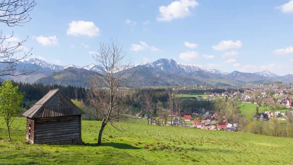 View of Tatra Mountains from the meadow in Zakopane, Poland