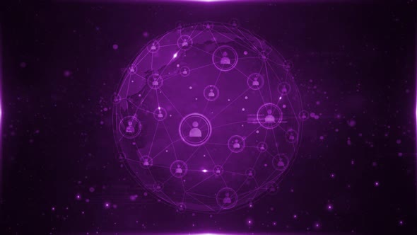 Online Connection Purple Background Loop 4k