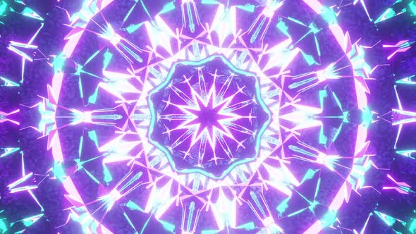 Bright Colorful Glowing Fractal Kaleidoscope Pattern Loop