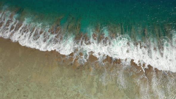 Aerial view of beach in Bora Bora, French Polynesia.