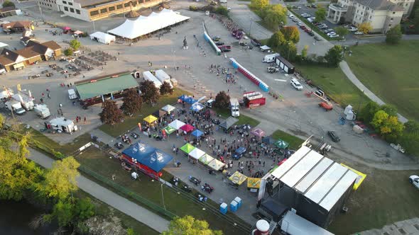 La Crosse, Wisconsin, festival grounds. Sidewalk and grass surrounding festival.