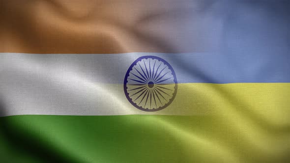 Ukraine India Flag Loop Background 4K