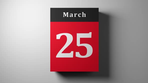 Fast Calendar Red Scrolling Showing Every Day and Month with Flipping Pages, Timelapse V3 alt