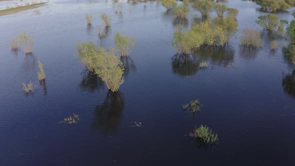 Aerial Drone Footage of High Water in Spring Time