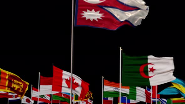 Nepal Flag With World Flags In Alpha Channel