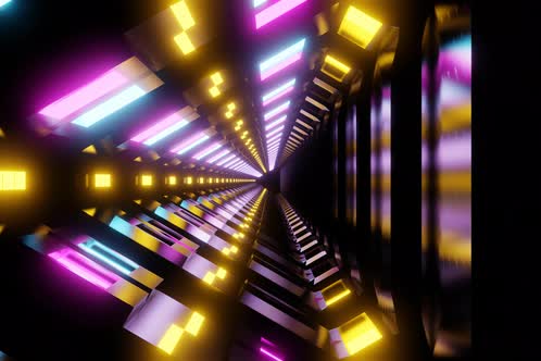 Futuristic technology abstract seamless VJ background. Sci-fi tunnel neon loop