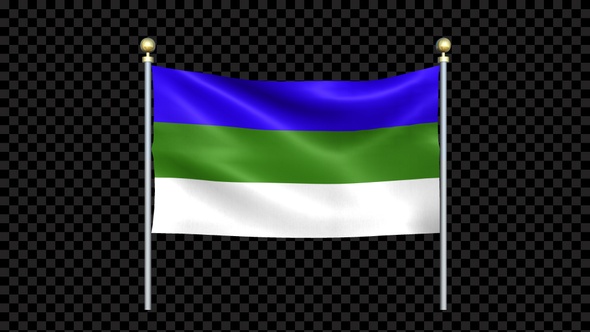 Flag Of Komi Waving In Double Pole Looped alt