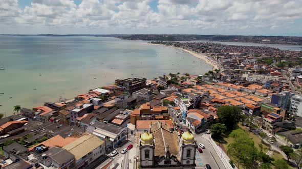 Downtown of Salvador Bahia Brazil. Historic buildings at tourism postalcard. alt