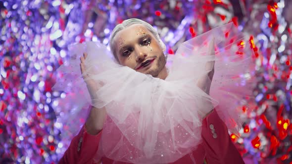 Male Model in Clown Couture Look Posing alt