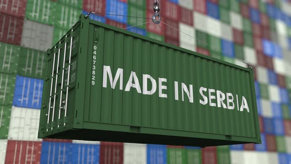 Loading Container with MADE IN SERBIA Text alt