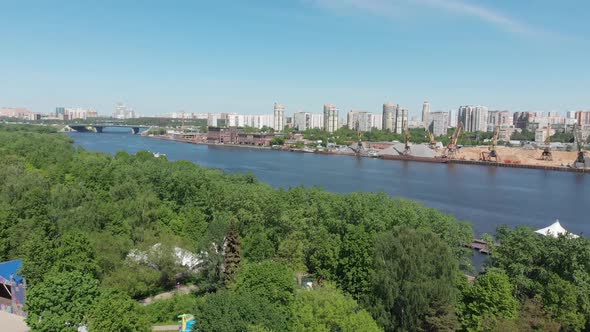 Park Severnoye Tushino and the Khimka River in Moscow, Russia
