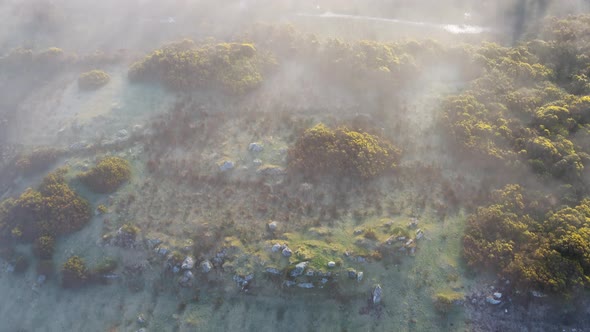 Aerial View of Bonny Glen in County Donegal with Fog  Ireland alt