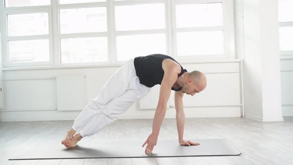 Young Athlete Male Stretching Body Before Yoga Class