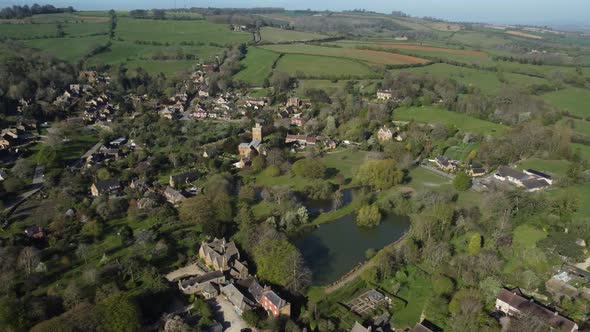 Ilmington Village North Cotswolds Aerial Landscape Tracking Right To Left