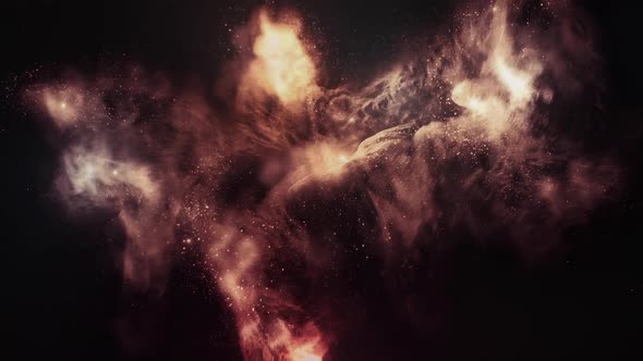 3d Space Flight Around Fiery Phoenix Nebula HD