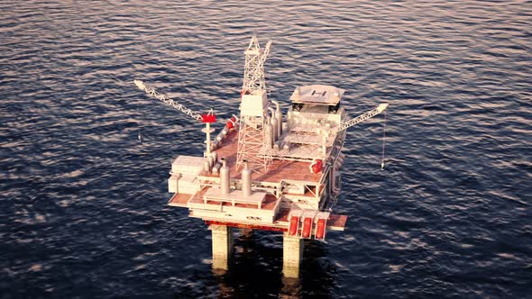 A 360 degrees footage of the oil rig platform on the sea. Loopable animation. HD alt