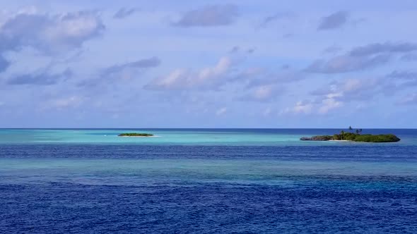 Aerial drone abstract of bay beach by blue sea and sand background alt
