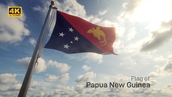 Papua New Guinea Flag on a Flagpole - 4K alt