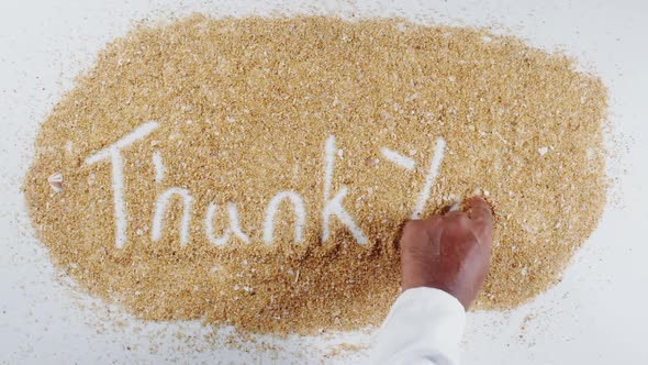 Hand Writing On Beach Sand Thank You alt