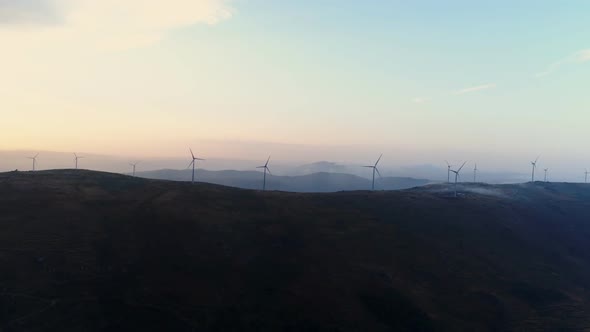 Wind Turbine on Slope of Mountain