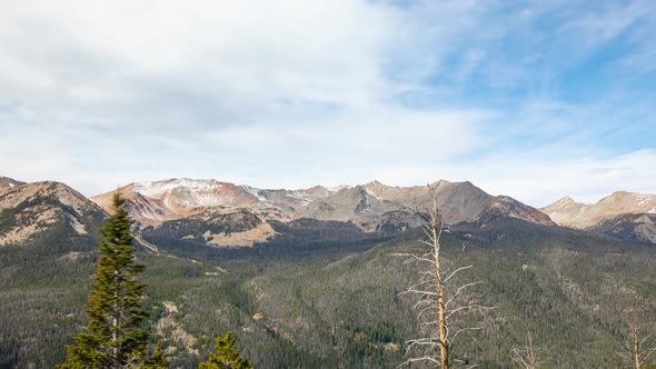 Time Lapse of the clouds moving above the Rocky Mountains alt
