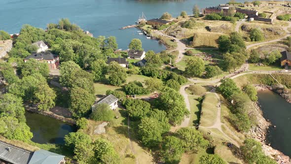 Helsinki Travel Suomenlinna Island Sea Fortress Aerial Footage