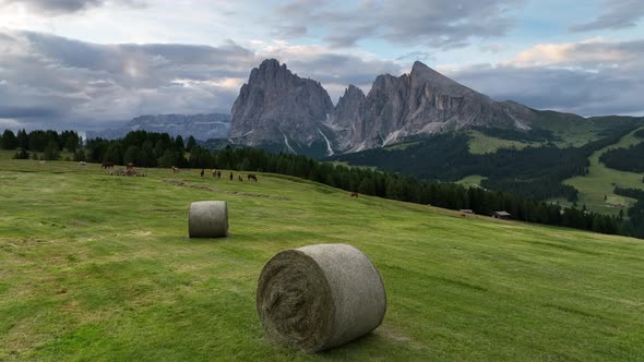 Beautiful cloudy day in the Dolomites mountains alt